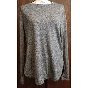 Athleta Womens Medium Long Sleeve Uptempo Top Shirt Gray Black Loose Tunic Crew